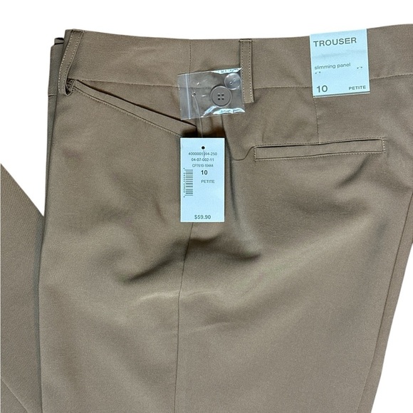 NWT Cleo petites stretch trouser two front pockets front slimming panel camel - Picture 3 of 10